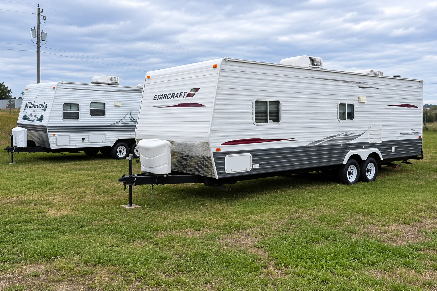 Outdoor RV and travel trailer parking spaces at Storage Time LLC
